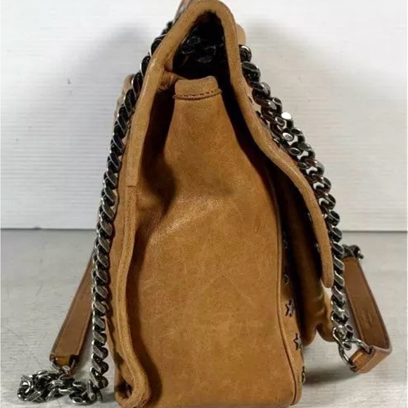 🏆💎💯 Yves Saint Laurent Niki Studded Flap Chain Leather Shoulder Bag Brown - Picture 4 of 11